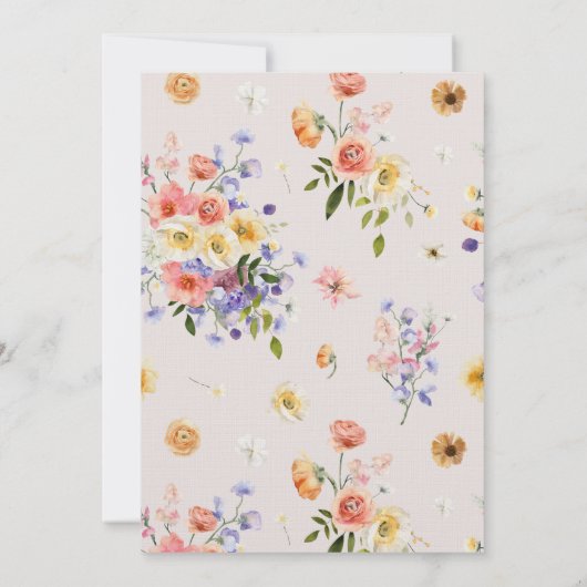Flirty Floral Meadow | Zomer bruiloft foto Save The Date (Achterkant)