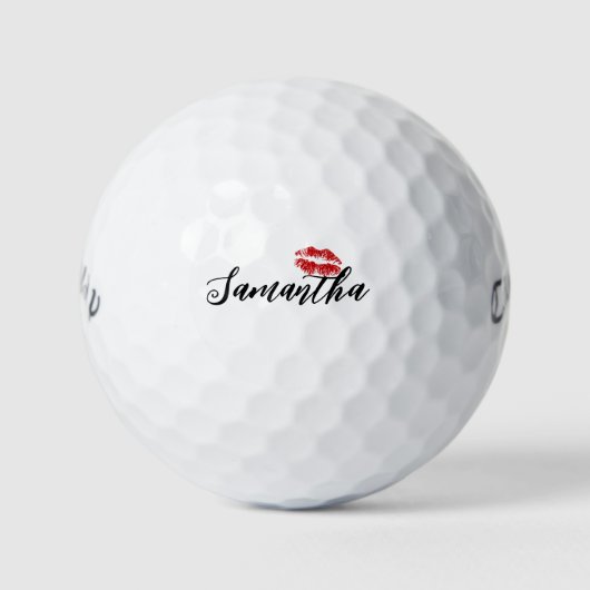 Flirty Fun Customizable Red Lip Valentine's Day Golfballen (Voorkant)
