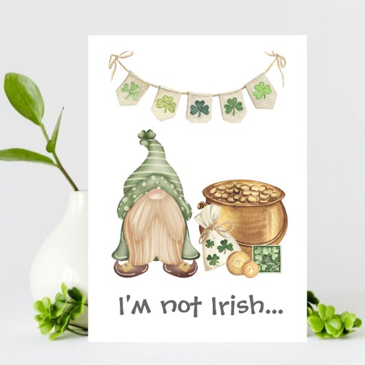 Flirty Gnome Shamrock Funny St Patricks Day Kaart