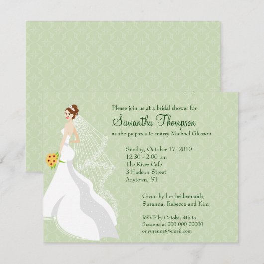 Flirty Jade Bridal Shower Kaart (Voorkant / Achterkant)