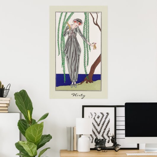 Flirty Lady Art Deco Mode Poster (Thuiskantoor)