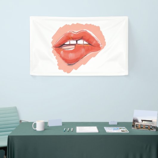 Flirty Lip-Bite Teaser Banner – Speelse Lippenpart (Beurs)