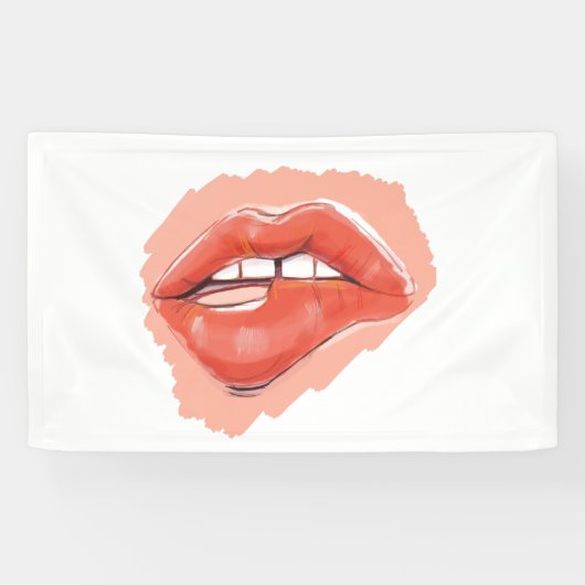 Flirty Lip-Bite Teaser Banner – Speelse Lippenpart (Horizontaal)