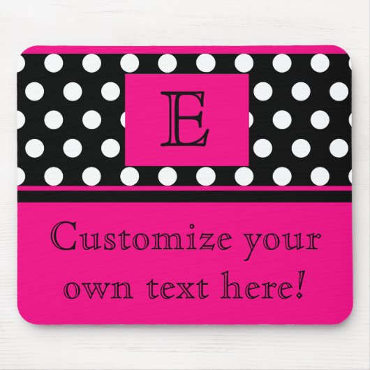 Flirty Pink and polka Dot Monogram mousepad Muismat (Voorkant)