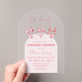 Flirty Pink Lingerie Vrijgezellenfeest Bachelorett Acryl Uitnodigingen (Insitu (Draagbaar))
