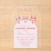 Flirty Pink Lingerie Vrijgezellenfeest Bachelorett Acryl Uitnodigingen (Voorkant)