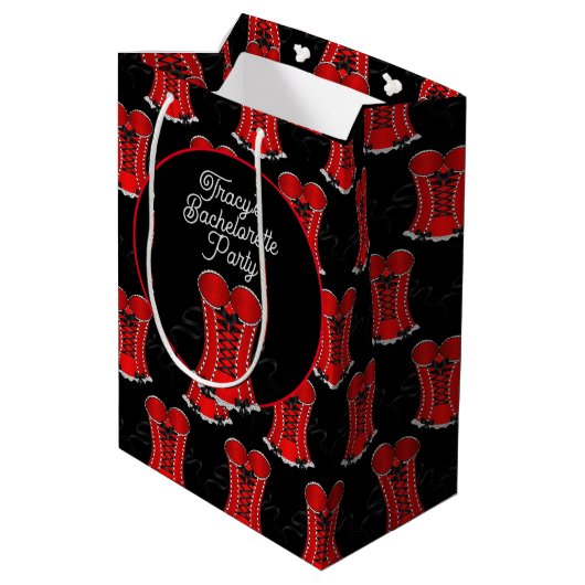 Flirty Red Corset Medium Cadeauzakje (Achterkant Gekanteld)