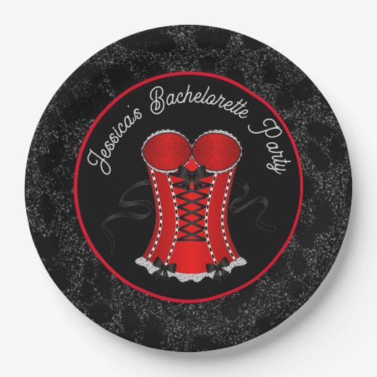Flirty Red Corset Papieren Bordje (Voorkant)