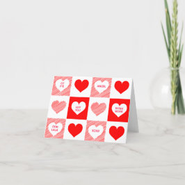 Flirty Red en White Snoep Hearts Pattern Feestdagen Kaart