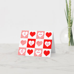 Flirty Red en White Snoep Hearts Pattern Feestdagen Kaart