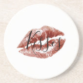 Flirty Red Lips Kisses Zandsteen Onderzetter (Voorkant)