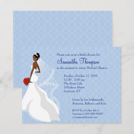 Flirty Sapphire Bridal Shower Kaart (Voorkant / Achterkant)