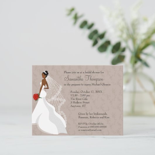 Flirty Taupe Bridal Shower-uitnodiging Kaart (Staand voorkant)