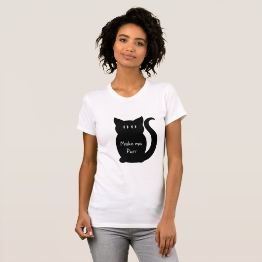 Flirty zwarte kat silhouet t-shirt (Voorkant volledig)