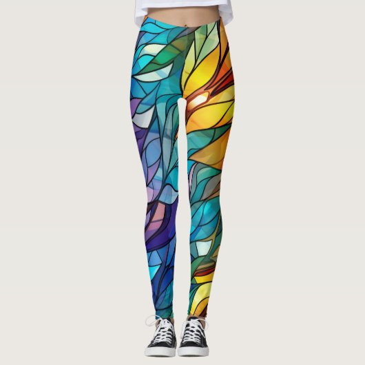 Flitsend Glas in lood, levendige kleuren, kleurrij Leggings (Voorkant)