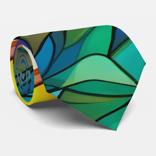 Flitsend Glas in lood, levendige kleuren, kleurrij Stropdas (Opgerold)