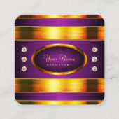 Flitsend goud en Paarse met lichtgevende steentjes Vierkante Visitekaartje (Voorkant)