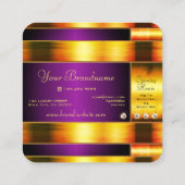Flitsend goud en Paarse met lichtgevende steentjes Vierkante Visitekaartje (Achterkant)