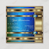 Flitsend goud met blauw Blauwgroen Gradient Marble Vierkante Visitekaartje (Achterkant)