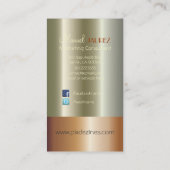 Flitsend monogram koper/geborsteld nikkel visitekaartje (Achterkant)