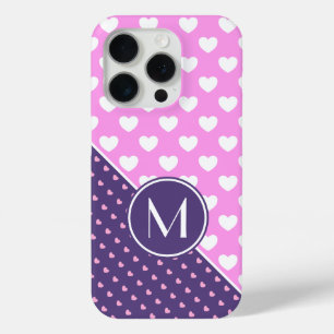 Flitsend roze en Paarse aangepaste monogram iPhone 15 Pro Case