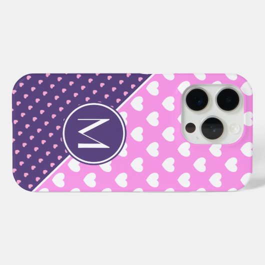 Flitsend roze en Paarse aangepaste monogram Case-Mate iPhone Case (Achterkant (horizontaal))