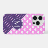 Flitsend roze en Paarse aangepaste monogram iPhone Hoesje (Achterkant horizontaal)