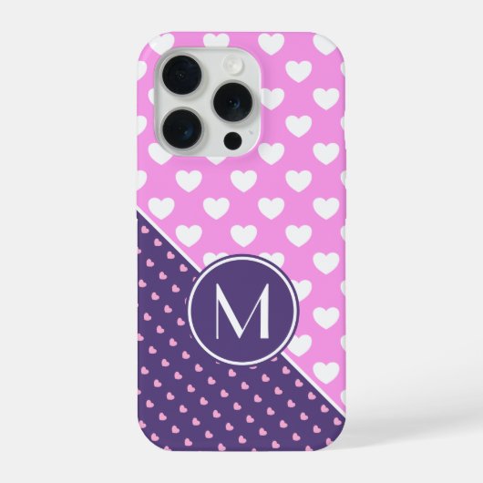 Flitsend roze en Paarse aangepaste monogram iPhone Hoesje (Achterkant)