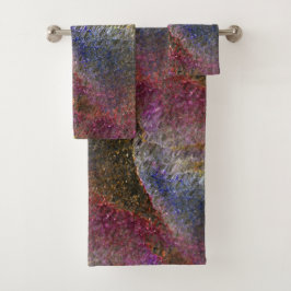 Flitsende en roestige gesmolten spatten gekleurd g bad handdoek