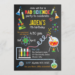 Flitsende Gender Neutrale Mad Science Feest Kaart
