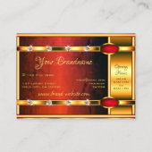 Flitsende gouden en rode met glinsterende faux dia visitekaartje (Achterkant)