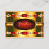 Flitsende gouden en rode met glinsterende faux dia visitekaartje (Voorkant)