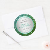 Flitsende Groene Blauwgroen Glitter Product Verpak Ronde Sticker (Envelop)