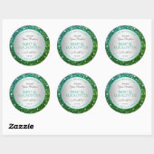 Flitsende Groene Blauwgroen Glitter Product Verpak Ronde Sticker (Vel)