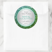 Flitsende Groene Blauwgroen Glitter Product Verpak Ronde Sticker (Tas)