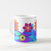 Flitsende hippie bloemen koffiemok (Voorkant links)