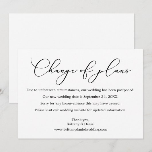 Flitsende kalligrafie verandering plannen Kaart br (Voorkant / Achterkant)