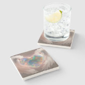 *~* Flitsende Opal Hart Engelenvleugels AP78 Stenen Onderzetter (Zijkant)