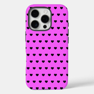 Flitsende Roze En Zwarte Hartjes Patroon iPhone 16 Pro Hoesje