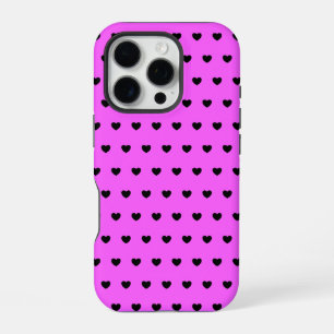 Flitsende Roze En Zwarte Hartjes Patroon iPhone 16 Pro Hoesje