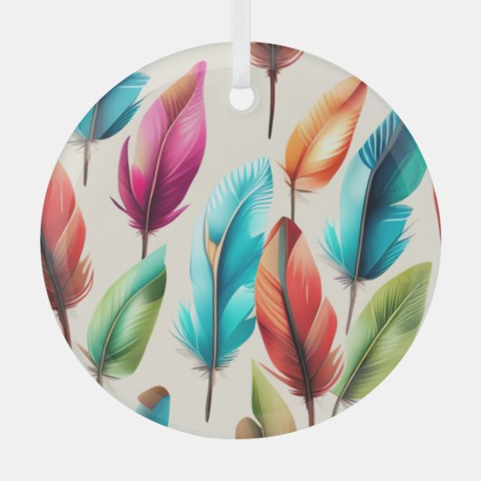 flitsende veren glas ornament (Voorkant)