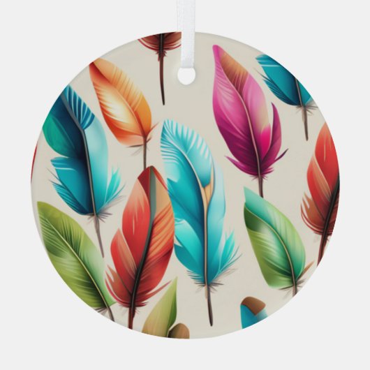 flitsende veren glas ornament (Achterkant)