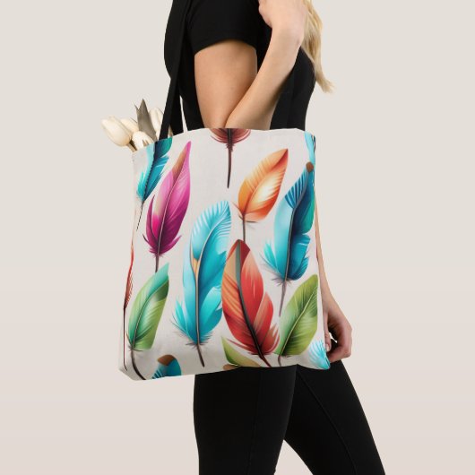 flitsende veren tote bag (Dichtbij)