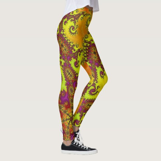 Flitsende Vibrant Spiral Fractal Funky Abstracte K Leggings (Rechts)