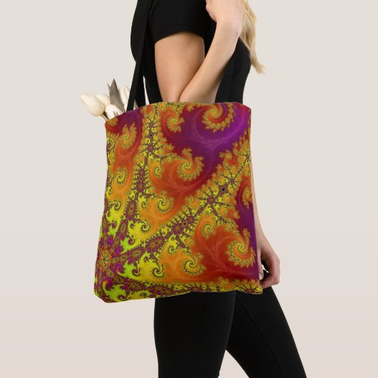 Flitsende Vibrant Spiral Fractal Funky Abstracte K Tote Bag (Dichtbij)