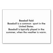 Flitskaarten voor het aflezen van honkbalvelden vo kaart (Achterkant)