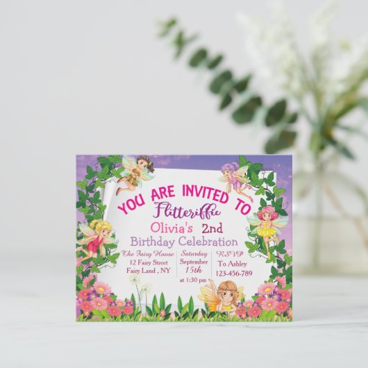 Flitteriffic Roze Magische Sprookjesland 2e verjaa Kaart (Staand voorkant)