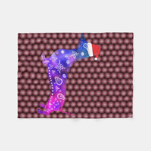 Fllece Deken Feestdagen, Sneeuwvlokken Dachshund (Voorkant (Horizontaal))