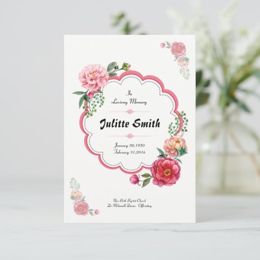 Floal Funeral Program Flyer Kaart (Staand voorkant)