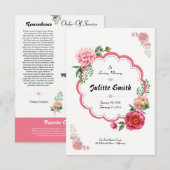 Floal Funeral Program Flyer Kaart (Voorkant / Achterkant)